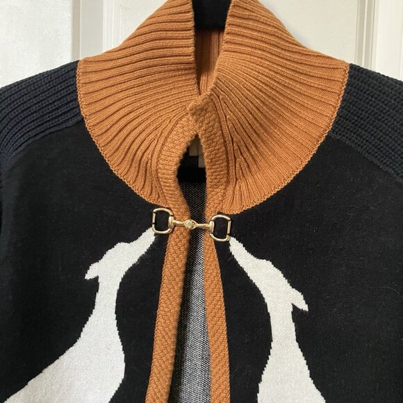 NWT Anthropologie Maeve Cape Cardigan Womens XS Dog Knit Prep Buckle Equestrian - Picture 7 of 9